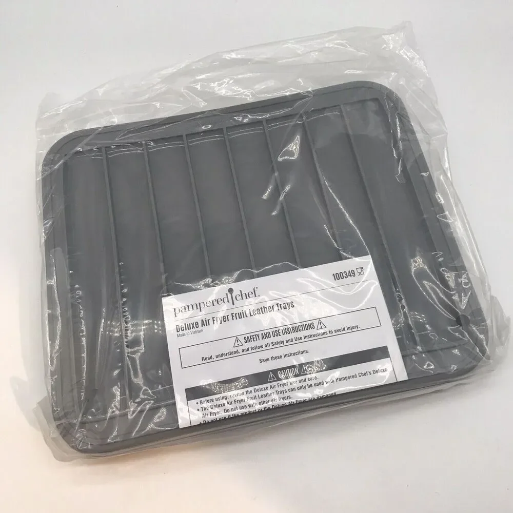 NEW Pampered Chef Deluxe Air Fryer Fruit Leather Trays (3) Gray Silicone Dessert